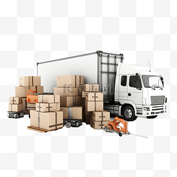 物流运输货物图片_物流中的 3d 插图分布