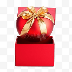 打开有圣诞装饰品和空纸的礼品盒