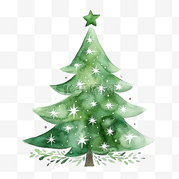 手绘水彩圣诞树图片_装饰用水彩圣诞树