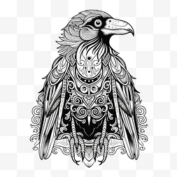 乌鸦民间装饰神秘鸟万圣节孤立矢