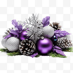 圣诞树闪光树图片_圣诞绿化，配有银色闪光锥体和紫