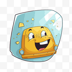 挡风玻璃剪贴画卡通微笑黄色汽车