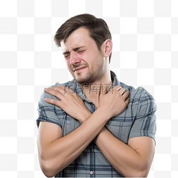 肩膀疼痛的素材图片_男人抱着肩膀酸痛孤立