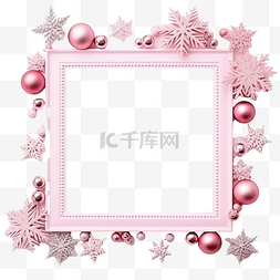圣诞树雪花的图片_带雪花的粉红色平躺框架