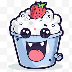 冰淇淋草莓图片_卡通冰淇淋桶里有草莓 向量