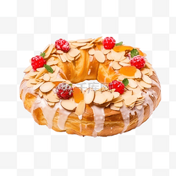 奶油烩饭图片_国王蛋糕，配奶油和水果，西班牙