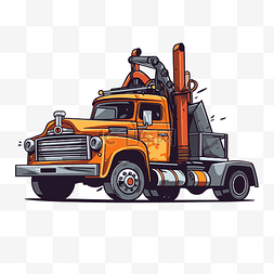 卡通风格的拖车剪贴画起重机卡车