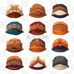 图案帽子 印度头巾 美丽的帽子