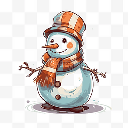 可爱的圣诞雪人剪贴画卡通雪人戴