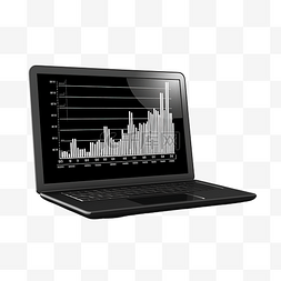 电子产品外箱图标图片_黑框笔记本电脑，屏幕上有上升图