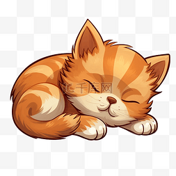 睡觉的猫线条图片_可爱卡通睡觉的猫png文件
