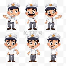 logo头型图片_将用不同的姿势或表情卡通画船长