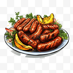 德国国民香肠食品插画
