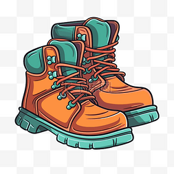 靴图片_安全鞋剪贴画橙色和绿松石远足靴