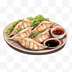 小吃海报图片_饺子日本传统食品亚洲饺子海报插