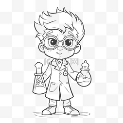 戴眼镜和实验室外套的孩子的形象