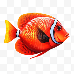 小丑魚图片_红海小丑塘鱼在白色插图 ai 生成