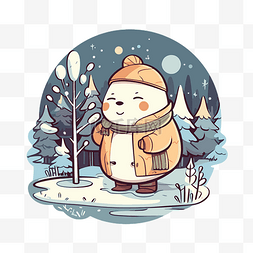 冬日熊人物动漫数字绘画剪贴画 