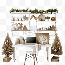 办公桌和椅子图片_为圣诞节庆祝活动装饰的创意工作