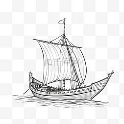 drakkar维京划船轮廓风格诺曼船航