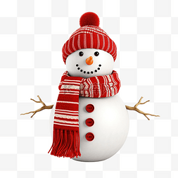 可爱的快乐雪人，戴着针织帽子和