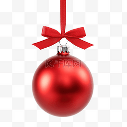 美丽的蝴蝶结图片_红色缎带上挂着美丽的圣诞小玩意