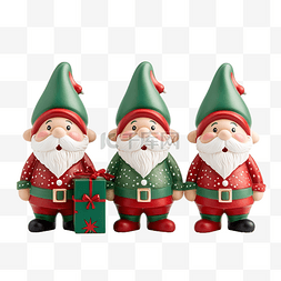 绿色圣诞老人图片_一群穿着红色和绿色圣诞老人服装
