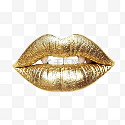 闪闪发光的金色吻唇