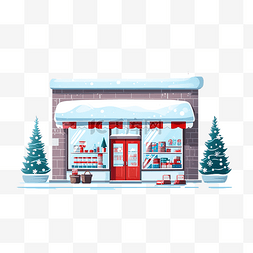 复古老建筑图片_圣诞节的药店门前