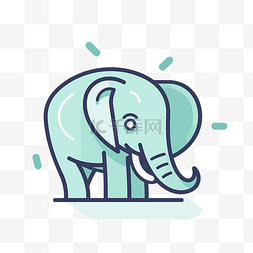 可爱的大象标志插图与白色背景上