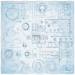 蓝图图片_工业项目卡通蓝图剪贴画 向量