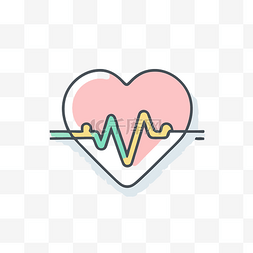 心跳线条图片_粉红色的心，绿色和蓝色的线条 