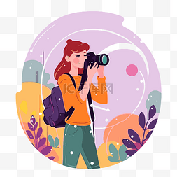拍照分享图片_焦点剪贴画女摄影师一边用相机卡
