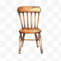 白色木椅图片_木椅水彩插图
