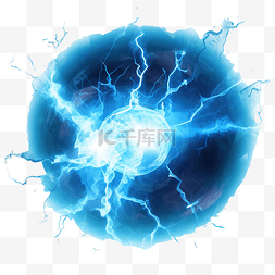 光球爆炸图片_蓝色球闪电抽象电雷击光闪光雷电
