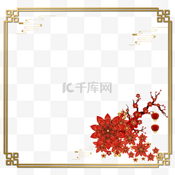 中国传统红灯笼图片_春节农历新年春节红色梅花花朵波