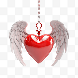 红色的墨水图片_红色的心，天使的翅膀和轻挂