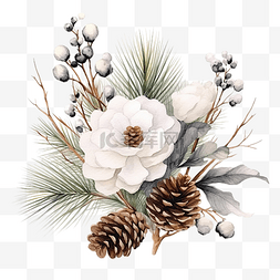 水彩画框图片_圣诞组合物与松树和冷杉的枝条