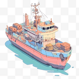 集装箱船货船复古