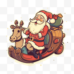 圣诞老人骑着驯鹿雪橇剪贴画 向