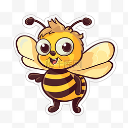 蜜蜂贴纸图片_白色背景上的可爱卡通蜜蜂贴纸 