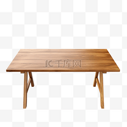 木桌顶部前视图 3d 渲染隔离