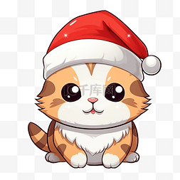 可爱的圣诞快乐圣卡利科猫卡通