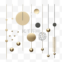 金属球插图图片_3d 渲染最小隔离悬挂装饰金元素插