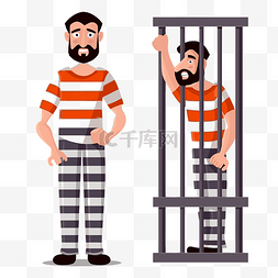 卡通人中细胞概念矢量图中的囚犯