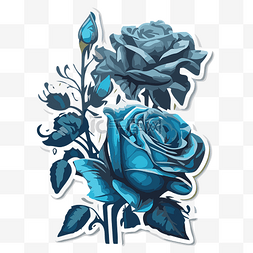 蓝玫瑰剪贴画的贴花纹身 向量