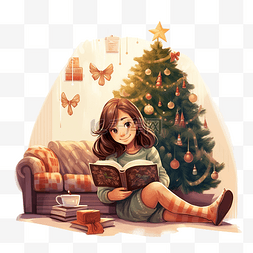 看书树图片_这个女孩正躺在沙发上看书