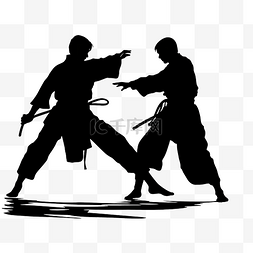 戏剪影图片_pencak silat 线条艺术剪影插图