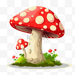 伞菌剪贴画红色蘑菇在白色背景矢