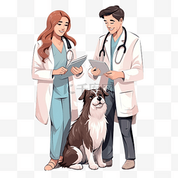 兽医检查图片_兽医和助理检查狗和猫人工智能生